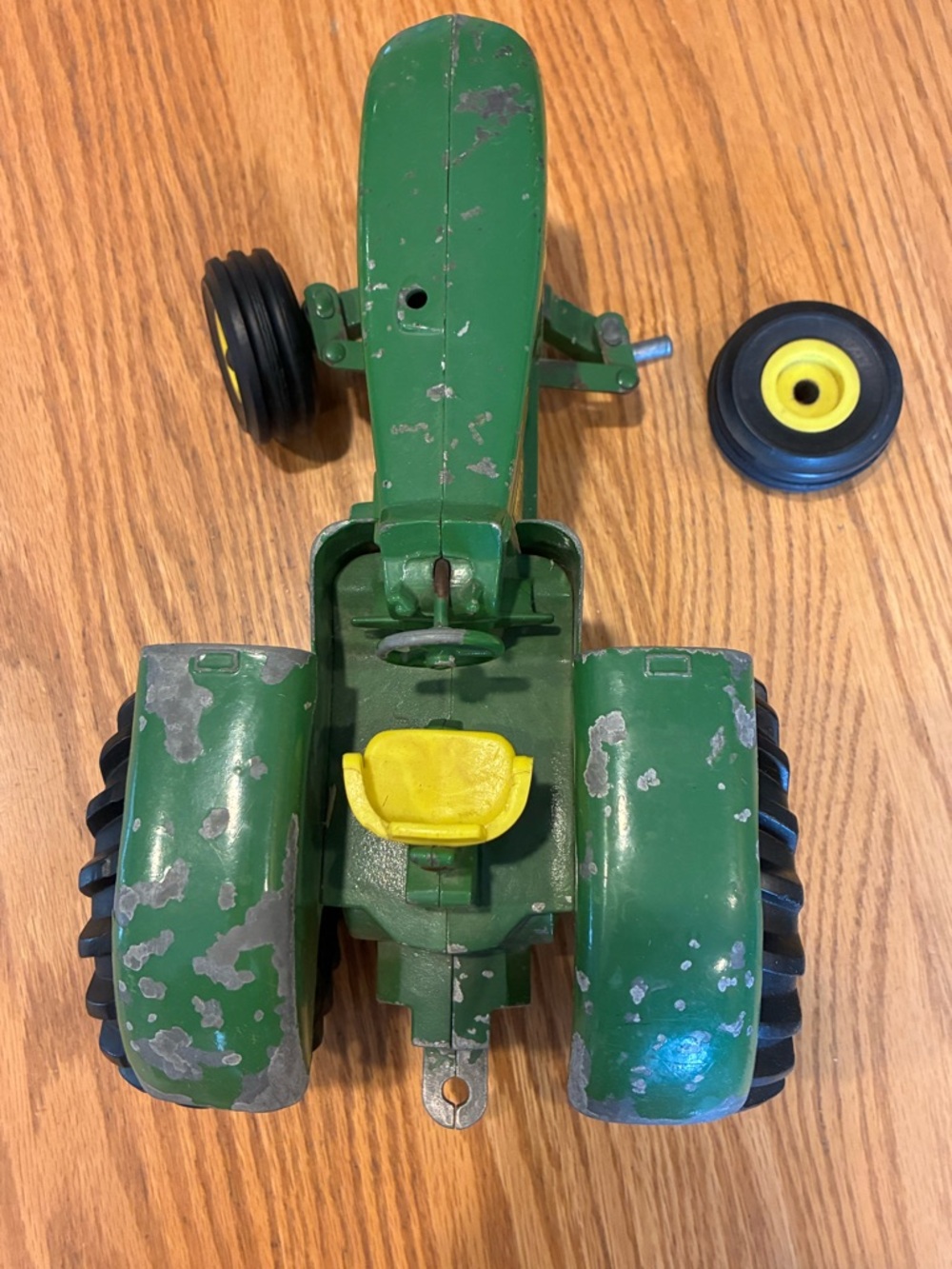 Vintage JD5020 1:16 Scale Toy Tractor, Chipped Paint, 1 Front Wheel Off/Included